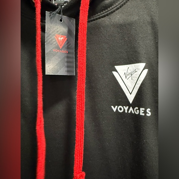 NWT Virgin Voyages Black Hoodie with Red Accents - Picture 3 of 6